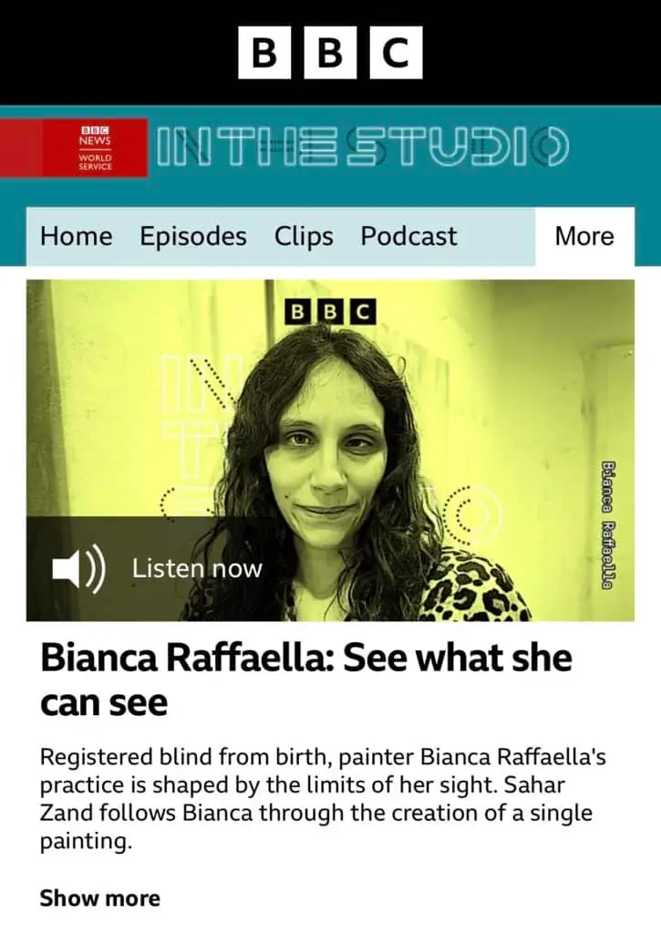 bbc interview bianca Rafaella winner of the women in art prize 